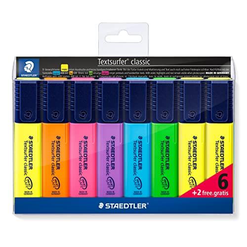 37% DESCUENTO STAEDTLER 364 A WP8 ST, Set de 8 Marcadores Fluorescentes, Multicolor