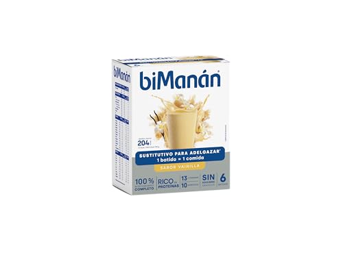 BIMANÁN   BATIDO SUSTITUTIVO SABOR VAINILLA   para Ayudarte a Controlar tu Peso   1 Batido Equivale a una Comida y Proporciona 206 Calorías   6 Unidades   330g