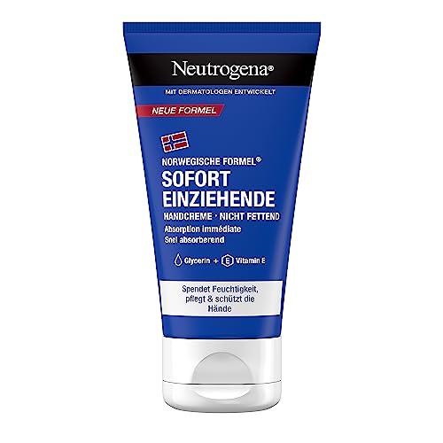 Neutrogena Crema de manos de absorción inmediata (75 ml), crema hidratante ligera y no grasa con glicerina + vitamina E para manos secas y agrietadas
