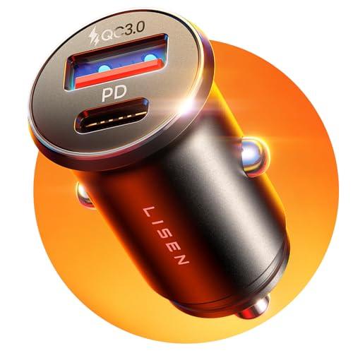 27% DESCUENTO LISEN Cargador Coche Mechero Carga Rapida USB C 69W, Flash del Dia Accesorios Electrónicos Coche Camper para iPhone 17 16 Xiaomi Samsung S26 BMW, Metal Mechero Móvil Coche 12/24V Gadgets Tecnologicos