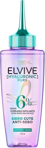 L’Oréal Paris Elvital Hydra Hyaluronic Pure   Serum hidratante para cabello brillante y vivo, con ácido salicílico e hialurónico para un impulso hidratante, hidratación y cuidado, 102 ml