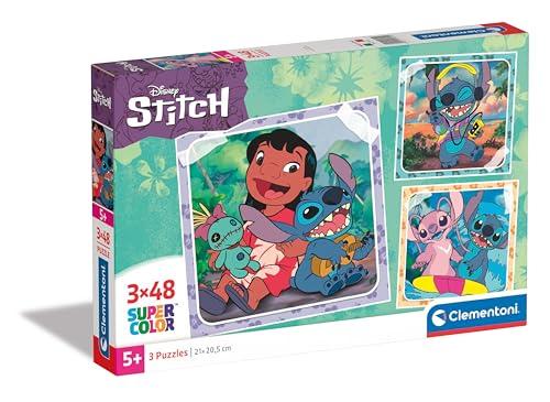 40% DESCUENTO Clementoni Puzzle   Disney Stitch   3 Supercolor Puzzles Infantiles De 48 Piezas, para Niños 5 7 Años, Desarrolla La Concentraciòn Mentàl Y La Logica, 25321