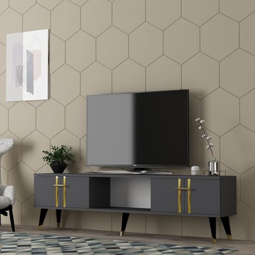 Hanah Home Soporte de televisión, Melamina, Anthracite Gold, Talla… — 86,95 €