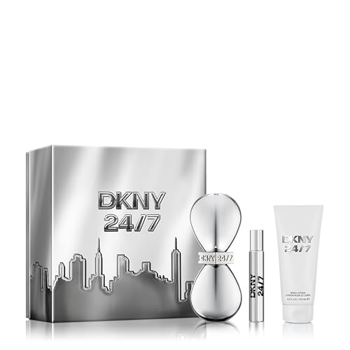 24% DESCUENTO DKNY 24/7 Set de Regalo para Mujer, Eau de Parfum 100 ml + Mini EDP 15 ml + Loción Corporal 100 ml, Perfume Floral Amaderado de Larga Duración