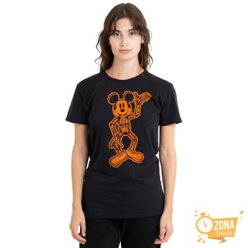 Disney Mickey Mouse Skeleton Camiseta de Mujer, Negro, XL — 5,91 €