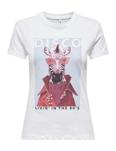 ONLY Onlvibe Life S/S Glasses Top Box JRS, Blanco Brillante, L — 5,56 €