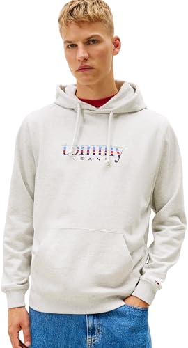 Tommy Jeans TJM Reg Entry DNA Play Hood Dm0dm22642 Sudadera con Capucha para Hombre (1 Unidad), Gris (Ice Grey Heather), M