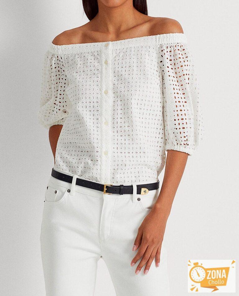 Blusa de mujer con hombros descubiertos — 74,00€ € -70%