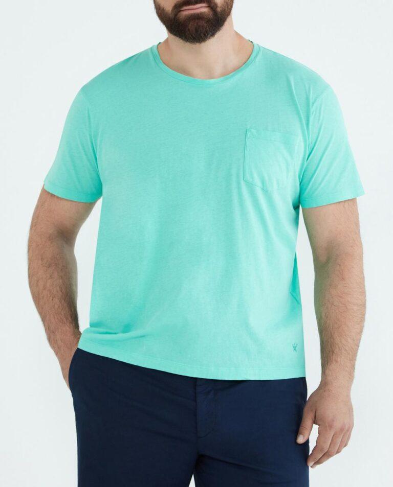 Camiseta de hombre manga corta lisa con bolsillo tallas grandes ·…