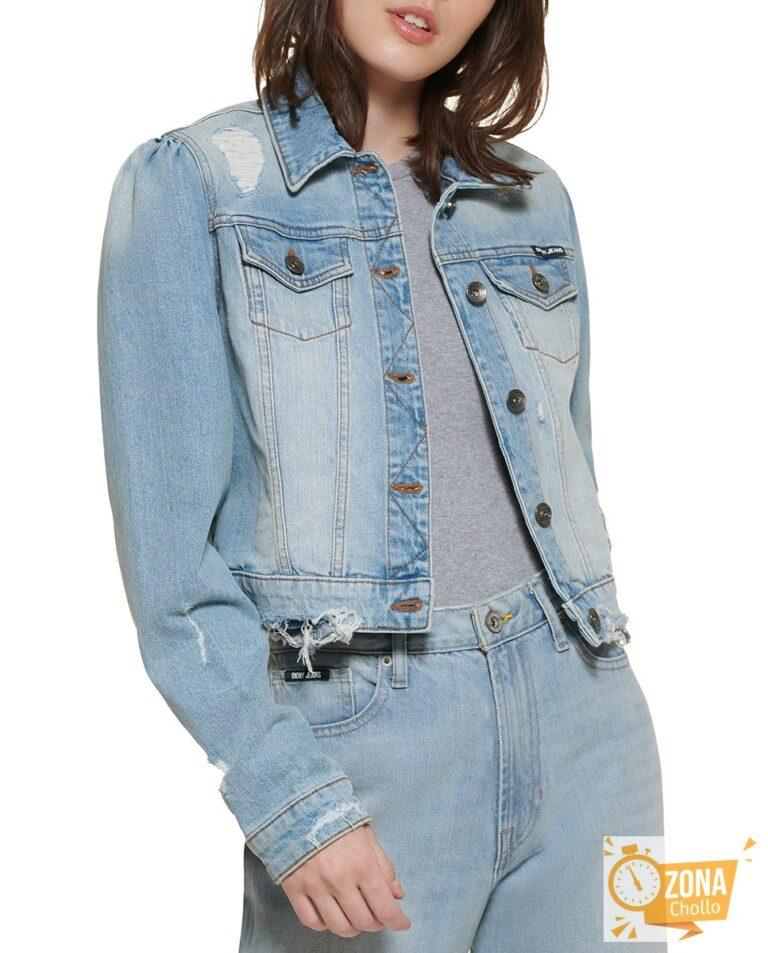 Cazadora vaquera de mujer con cuello camisero y manga larga — 39,00€ € -70%