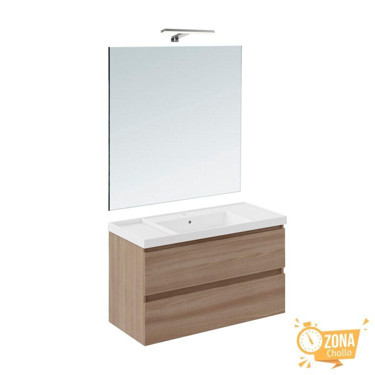 Conjunto de mueble de baño suspendido con 2 cajones, 2 perchas, 1… — 259 € -70%