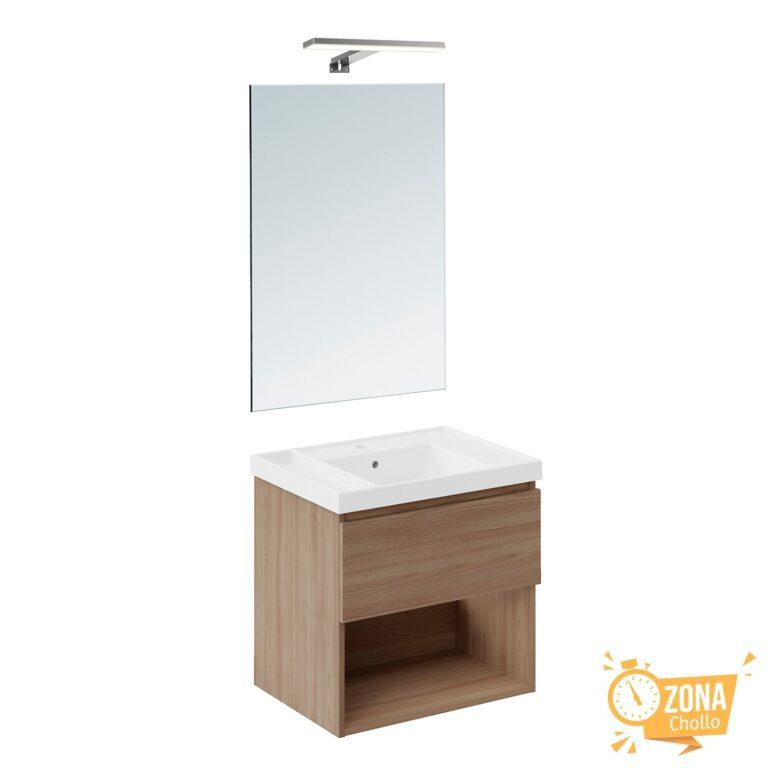 Conjunto de mueble de baño suspendido con 1 cajón, 2 perchas, 1… — 193 € -70%