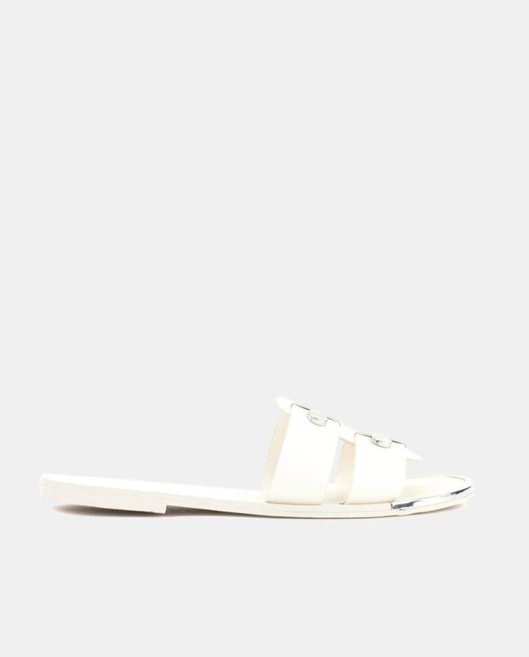 Sandalias planas Glynn de mujer en piel con tiras anchas y tachas — 22,00€ € -75%