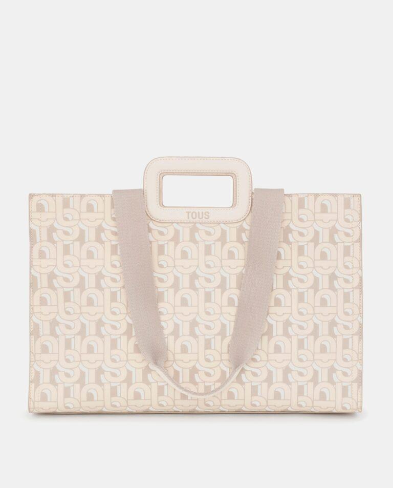 Shopper grande en beige estampado con asa adicional — 53,00€ € -70%
