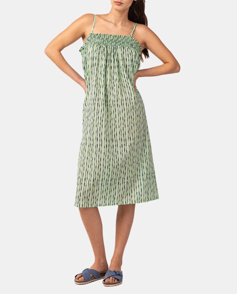 Vestido playero de mujer de algodón con estampado étnico en verde — 15,00€ € -62%
