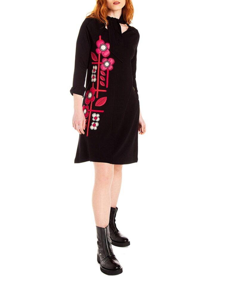 Vestido fluido con manga 3/4 y escote en pico con foular incorporado — 17,00€ € -81%