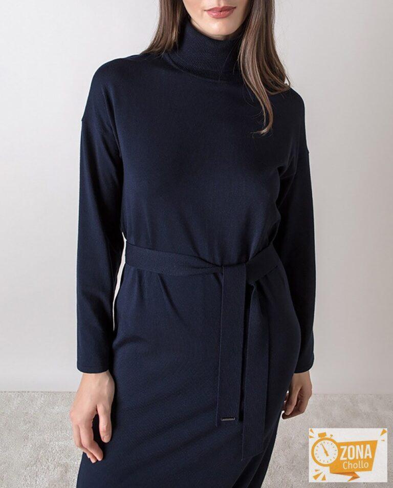 Vestido liso de punto cuello alto — 42,00€ € -80%