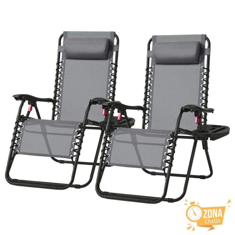 SONGMICS Juego de 2 Tumbonas Plegables, Sillas de Gravedad Cero… — 55.16 EUR €