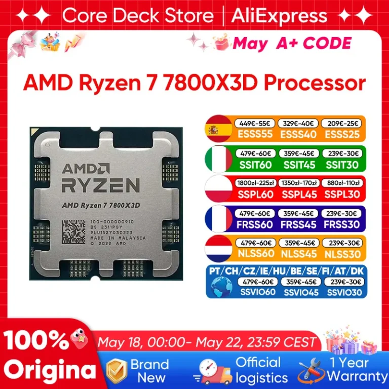 Procesador AMD Ryzen 7 7800X3D de 8 Núcleos y 16 Hilos, CPU R7… — 285.51 EUR €
