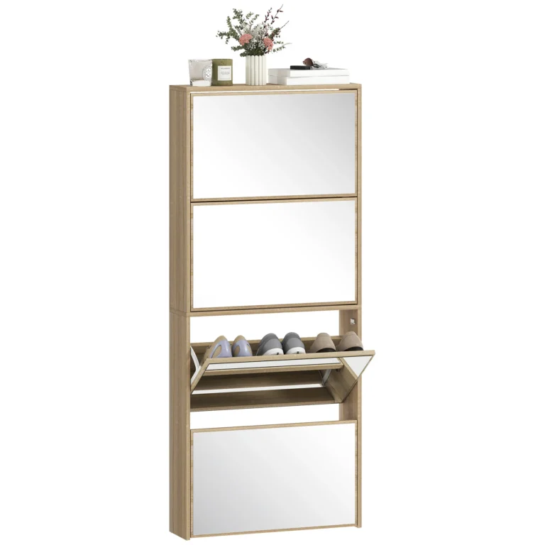 HOMCOM Zapatero Estrecho con Espejo y 4 Puertas Abatibles para 12… — 76.65 EUR €