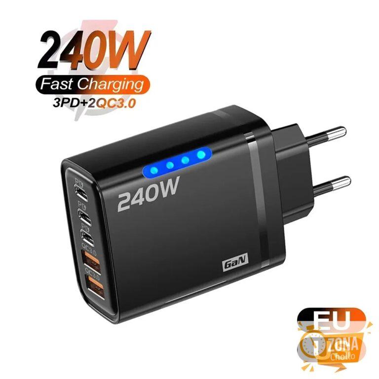 Cargador USB C GaN de 240W 5 en 1, cargador de teléfono de carga… — 0.99 EUR €