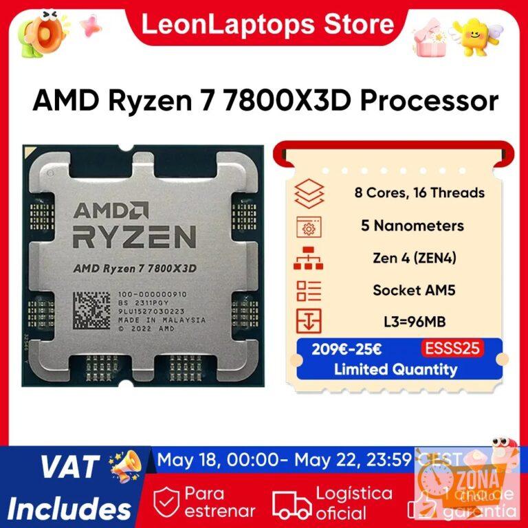 PROCESADOR AMD Ryzen 7 7800X3D R7 7800X3D 5,0 GHz 8-Core 16-Thread… — 278.55 EUR €