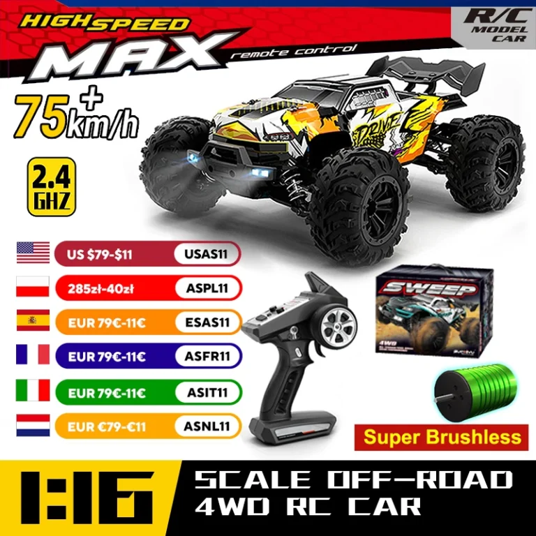 WLtoys 16101 Pro 1:16 75 KM/H 4WD RC coche con luz LED 2,4G coches… — 83.96 EUR €