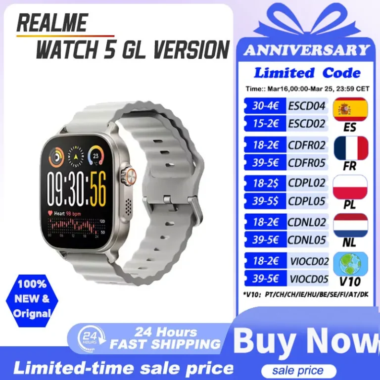 Versión Global realme watch 5 1.97″ AMOLED 460mAh 14 días de… — 44.62 EUR €