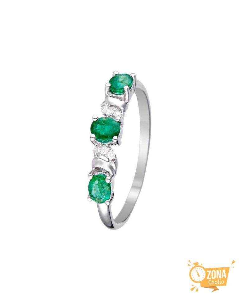 Anillo «Abaya» Diamanteses 0,03/6 & Emeraudes 0,60/3 — 239,00€ € -83%