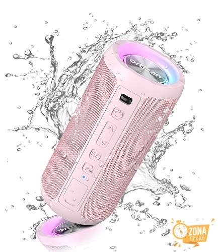 Ortizan Altavoz Bluetooth Potente Portatil X10P Rosa con Luz LED de… — 9,99 € -75%