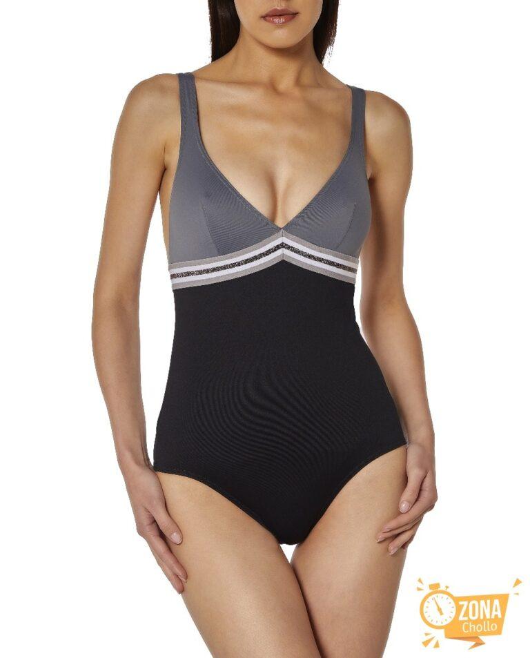 Bañador de mujer de línea lisa con cinta elástica a juego — 14,00€ € -80%