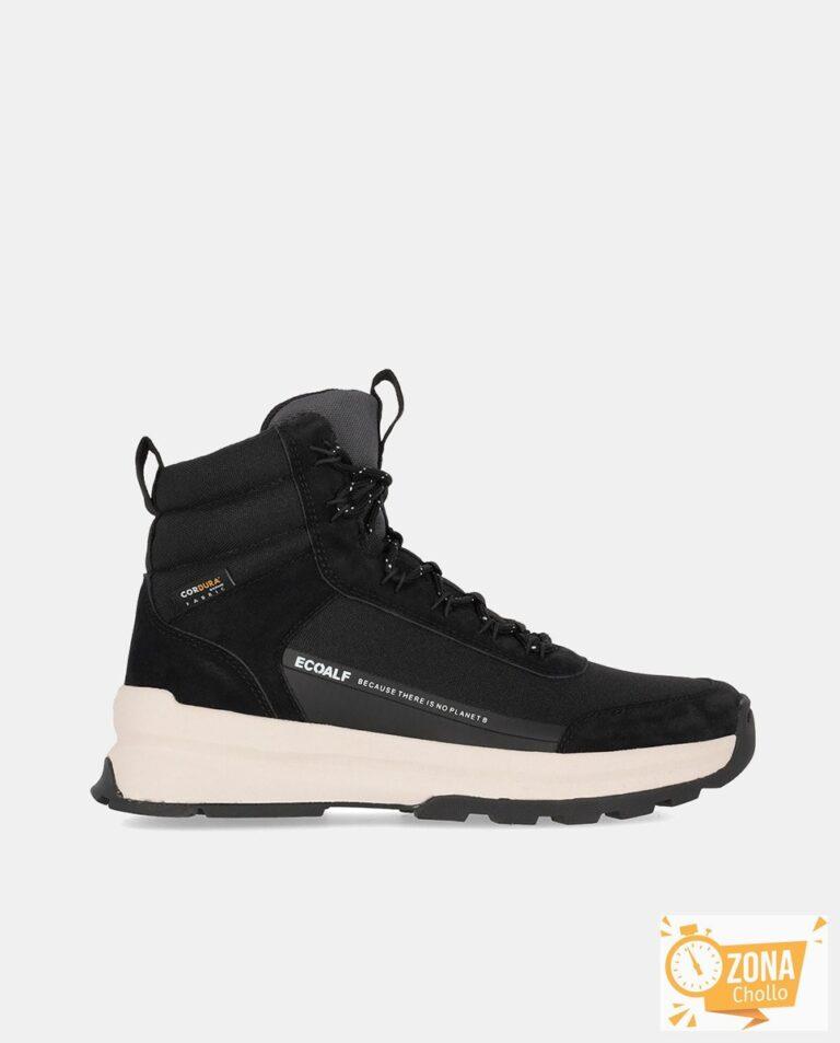 Botas de mujer en negro planas tipo trekking con collarín acolchado — 37,00€ € -81%