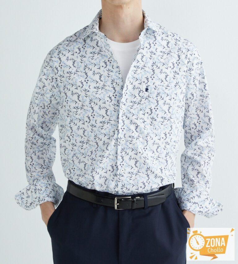 Camisa city manga larga popelín microfantasía topos de hombre — 15,00€ € -81%