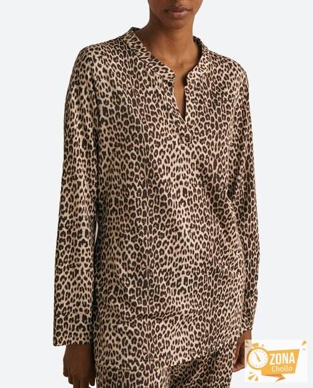 Camiseta de pijama de mujer estampado leopardo — 25,00€ € -81%