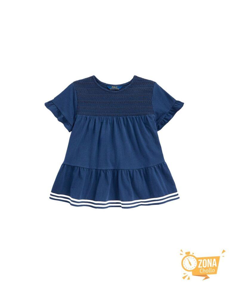 Camiseta con fruncido de niña en azul — 15,00€ € -80%