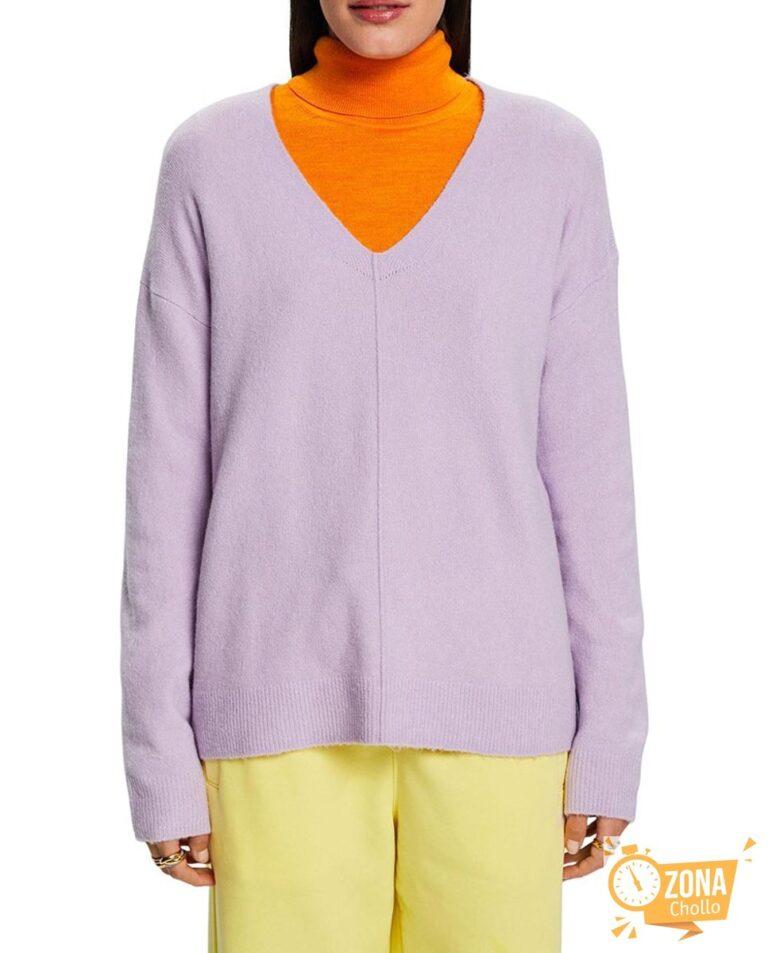 Jersey de mujer cuello pico con lana — 11,00€ € -82%