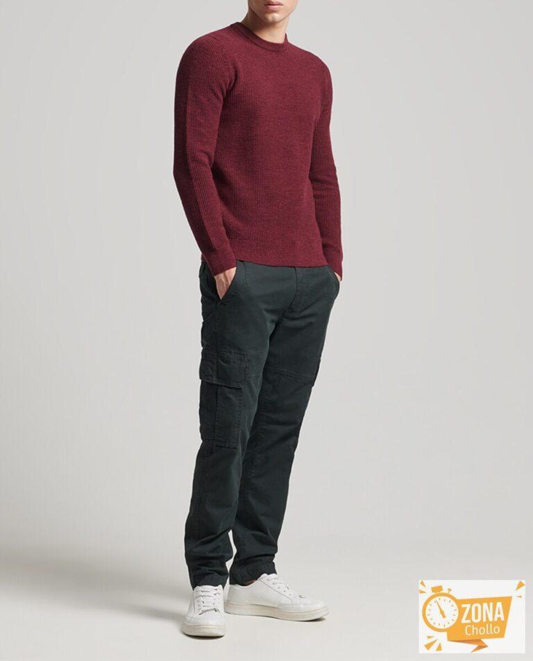 Jersey de hombre de punto con cuello redondo y textura Vintage — 15,00€ € -81%