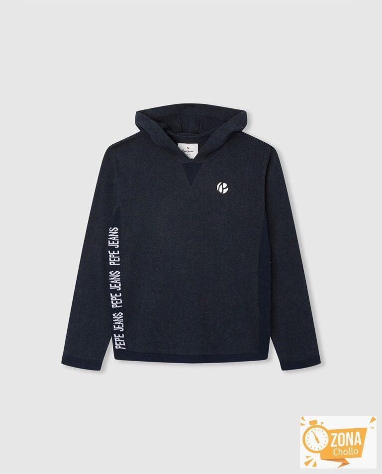 Jersey de punto de niño en azul marino con capucha y logo lateral — 13,00€ € -81%