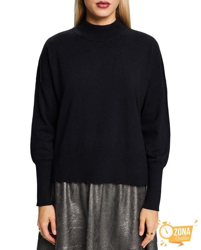 Jersey corto de mujer cuello perkins con viscosa — 11,00€ € -82%