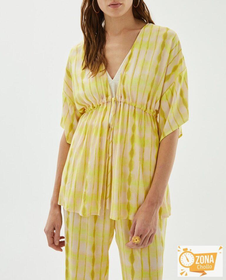 Kimono estampado fluor cierre lazada delantera de mujer — 10,00€ € -81%