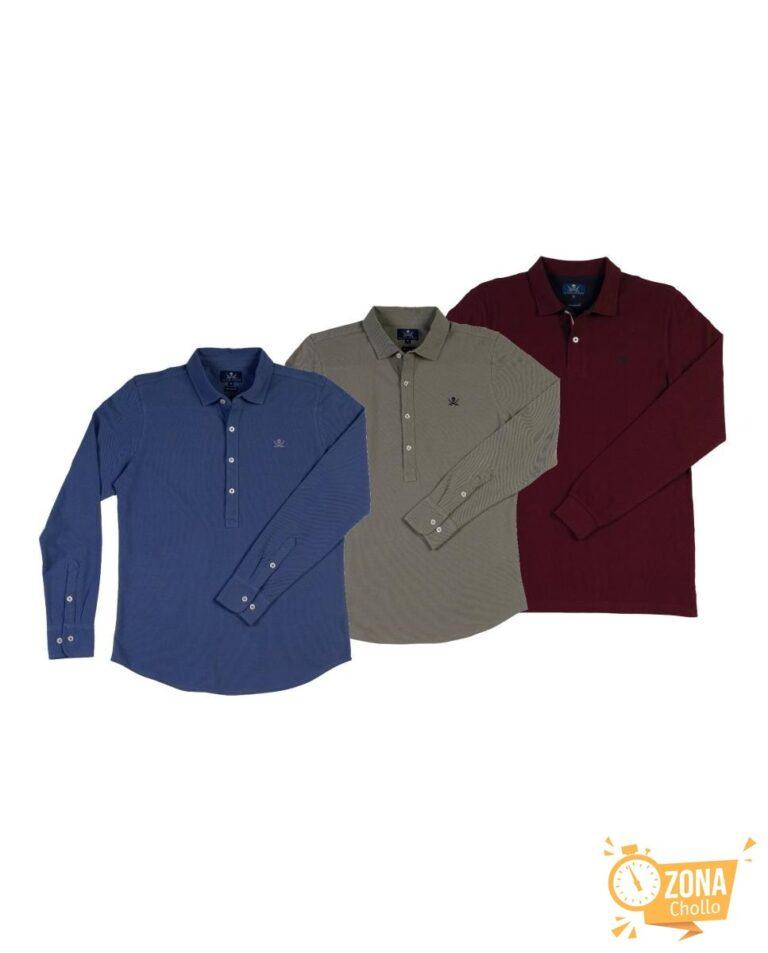 Pack 2 polos camiseros y polo basic hombre manga larga — 49,95€ € -83%