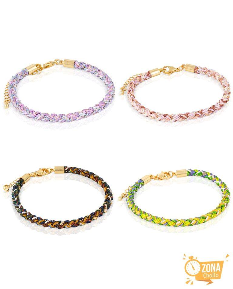 Pack de 4 pulseras trenzadas de alambre de acero multicolor con… — 13,95€ € -77%