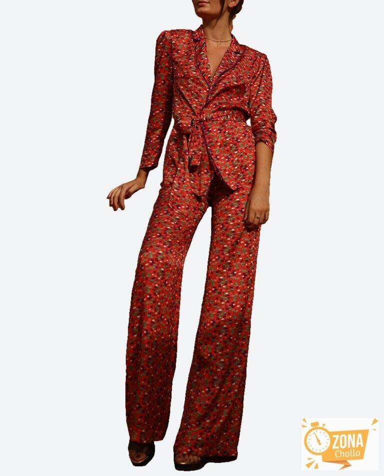 Pantalón recto estampado rojo de mujer — 30,00€ € -80%