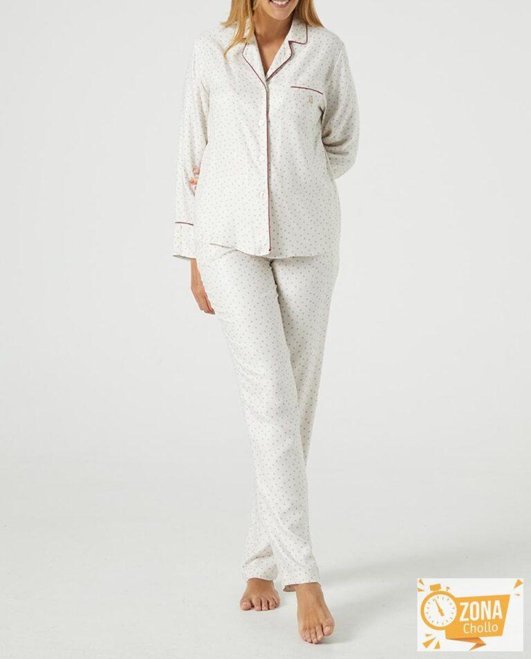 Pijama de mujer manga larga pantalón largo, cuello camisero — 15,00€ € -81%