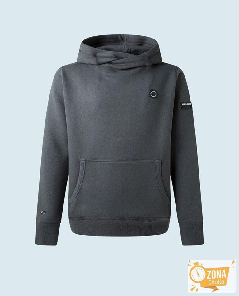Sudadera de niño en gris oscuro con capucha y bolsillo canguro — 11,00€ € -82%