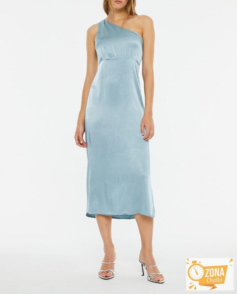 Vestido midi azul escote cruzado de mujer — 17,00€ € -81%