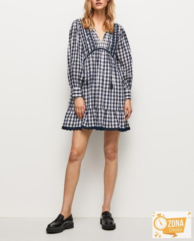 Vestido de cuadros vichy con volantes en bajo — 17,00€ € -81%