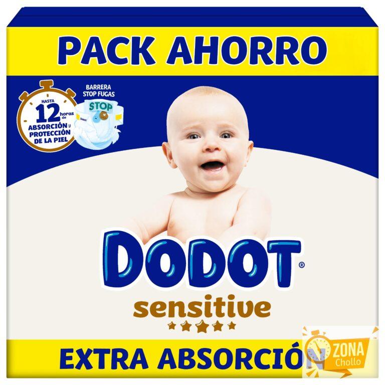 Dodot Sensitive Extra Pañal Bebé, Tallas 3+,4+,5+,6+ Pack mensual — 34,39 €