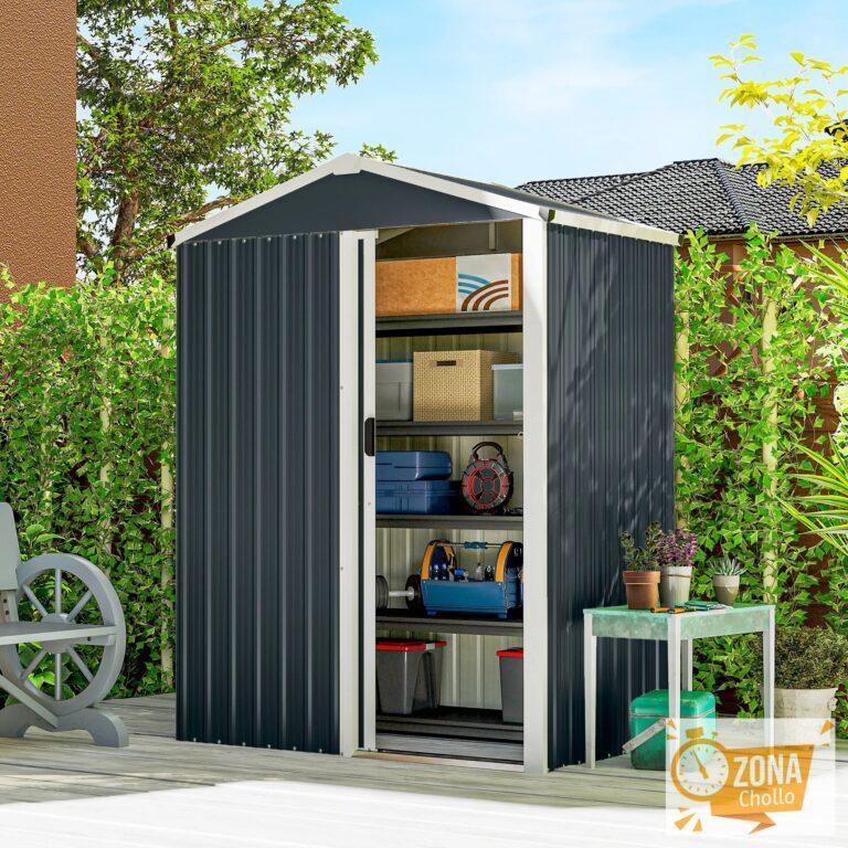 Outsunny Caseta de Jardín 1,1 m², 136x87x179 cm, Metálica con Puerta… — 132,73 €