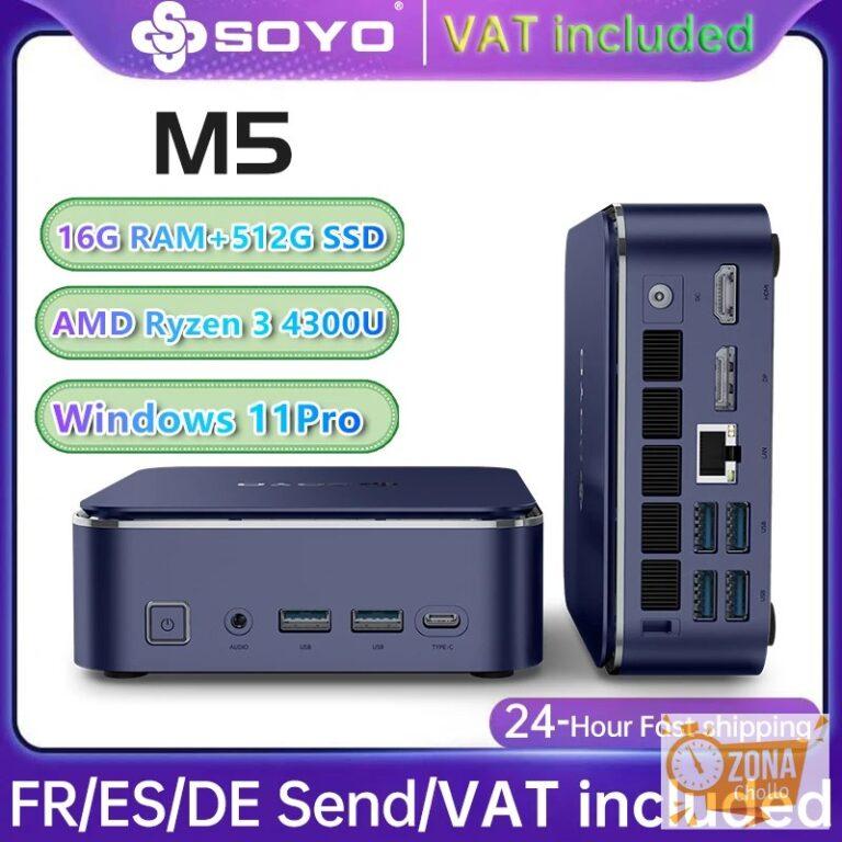 Mini PC SOYO M5 Mini AMD Ryzen 3 4300U LPDDR4 16GB RAM 512GB ROM… — 317.20 EUR €